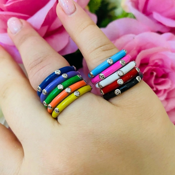 NEW Black Ceramic Stacking Ring | 925 Sterling Silver - Picture 14 of 16